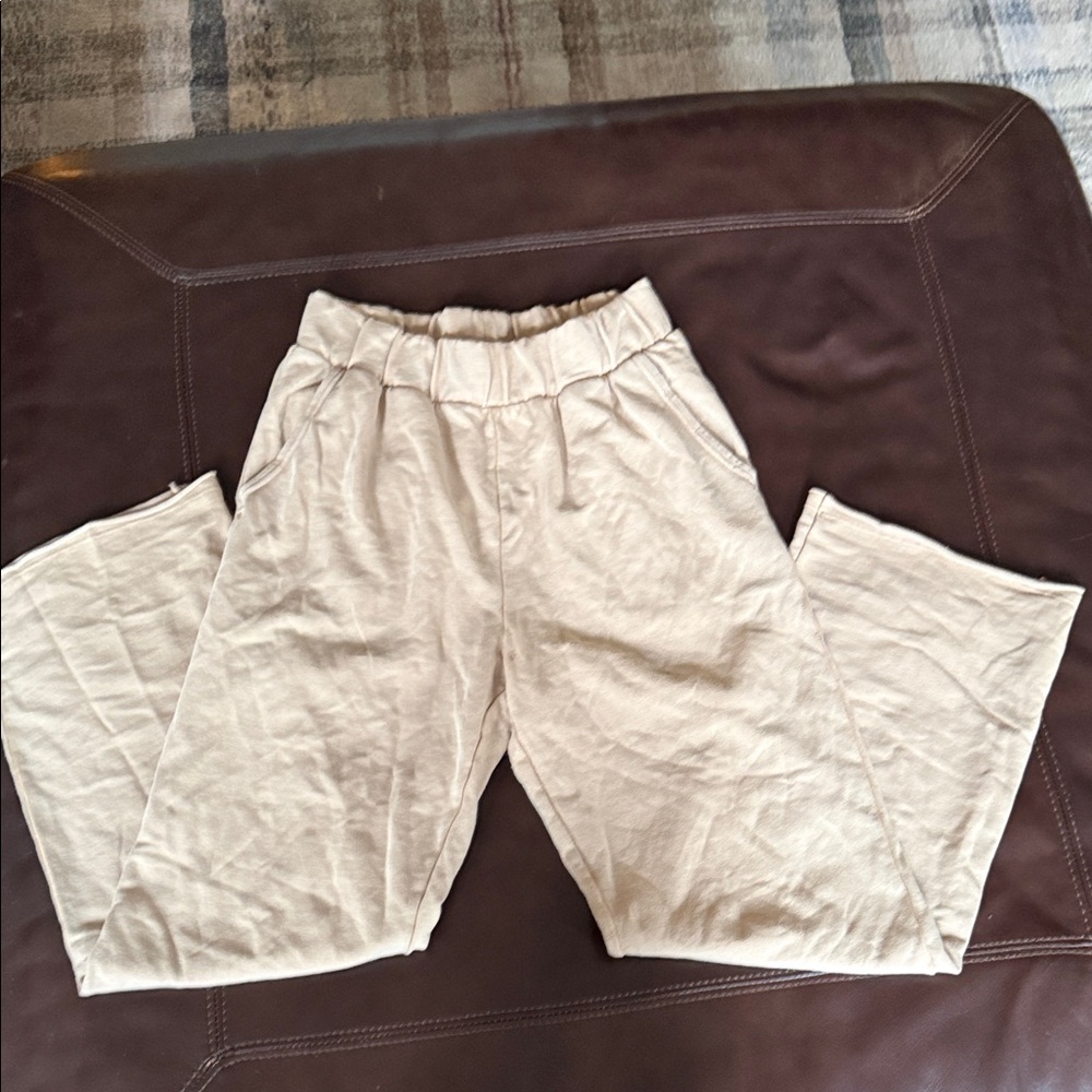 Aerie Cream Wide-Leg Pants